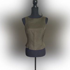 Ann Taylor Sleeveless Silk Blend  Scoop Neck green suze 4